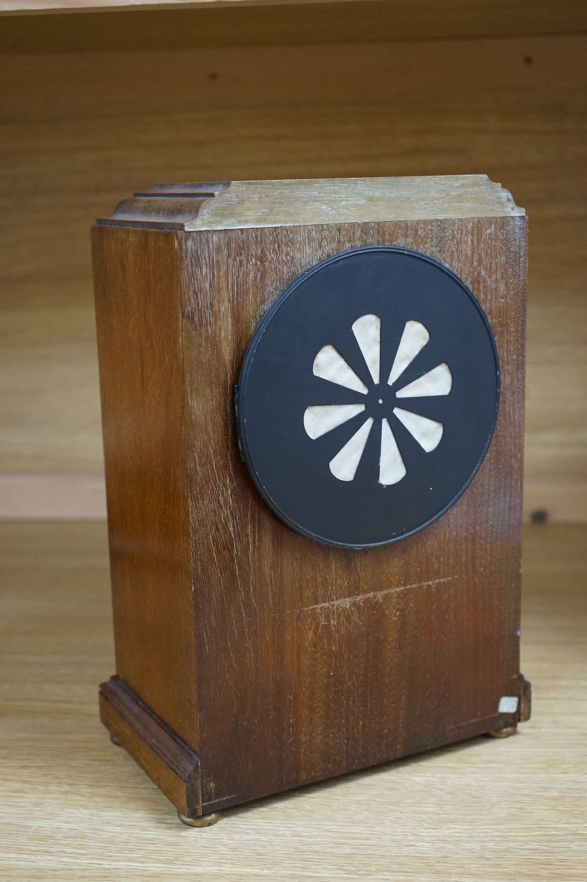 A mahogany mantel clock, with enamel dial visible Brocot escapement, 33cm high. Condition - fair, untested